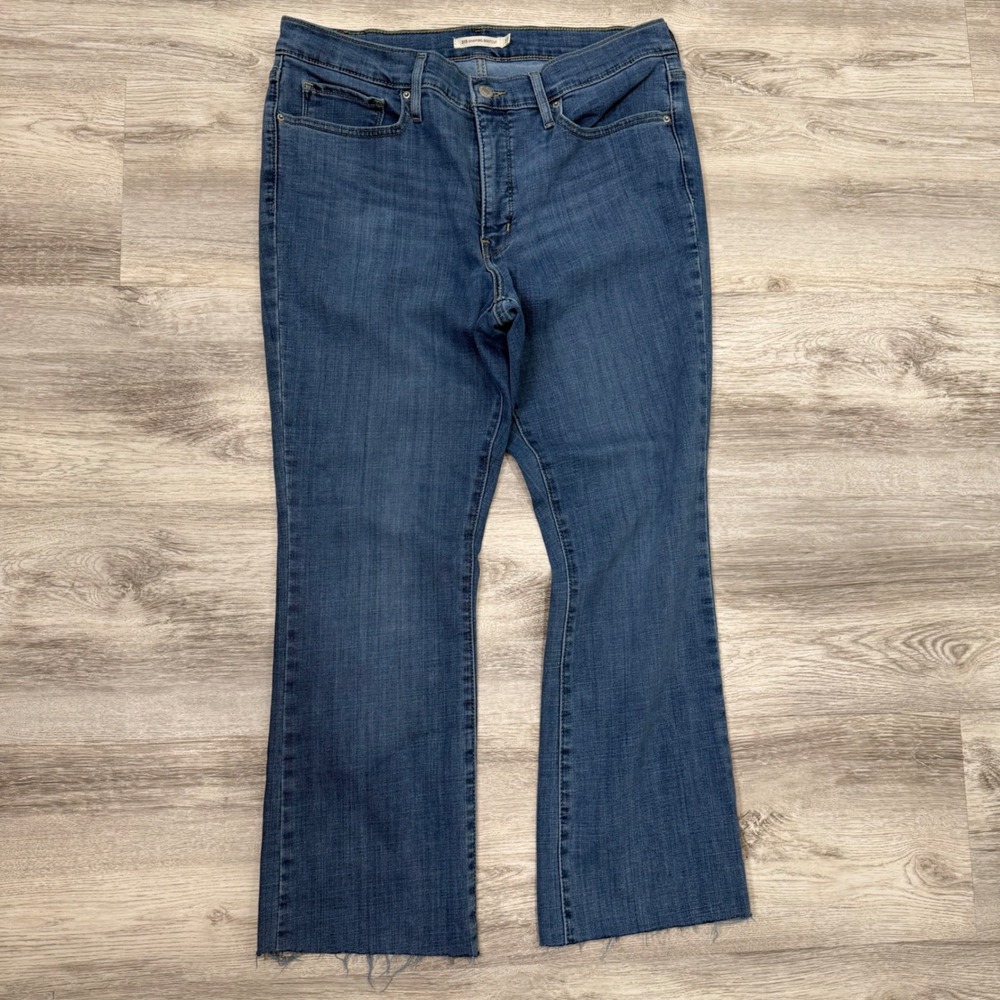 Levis 315 Shaping Bootcut Jeans Blue Raw Hem Mid Rise Denim Size 33‎ Womens